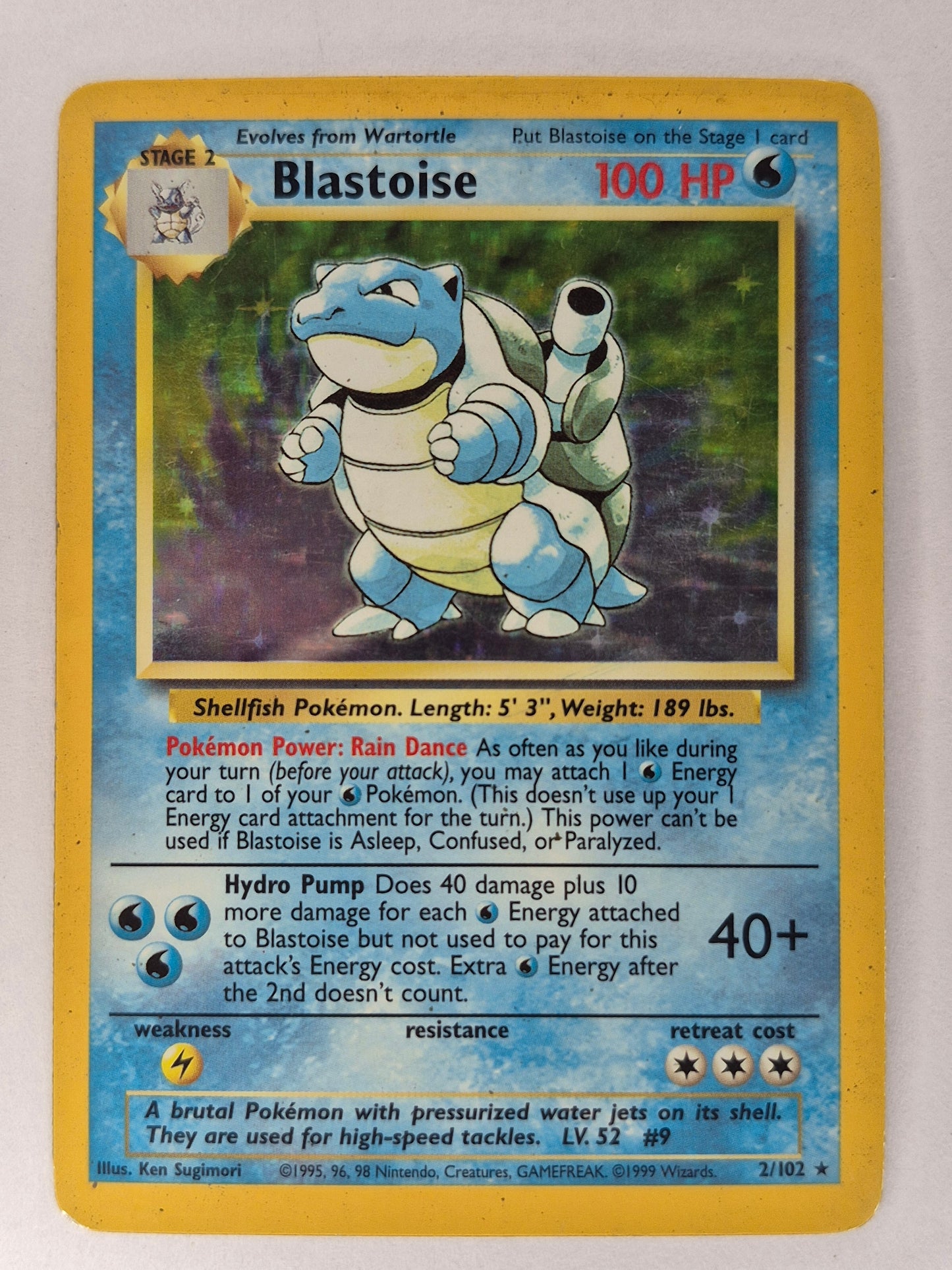 Blastoise Base Set 2/102 Holo Rare 1999 WOTC Pokemon MP