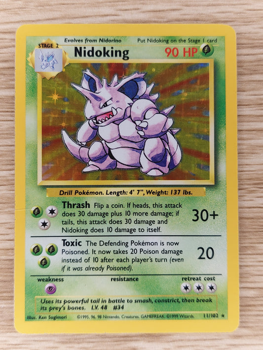 Pokemon 1999 Nidoking Base Set Holo Rare 11/102 HP/DMG #1
