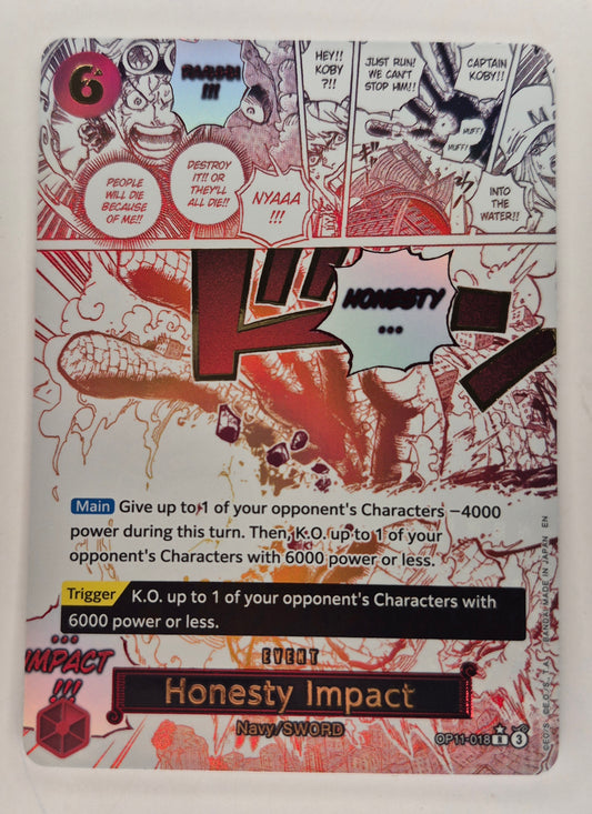 Honesty Impact OP11-018 (Alt Art) R A Fist of Divine Speed One Piece TCG