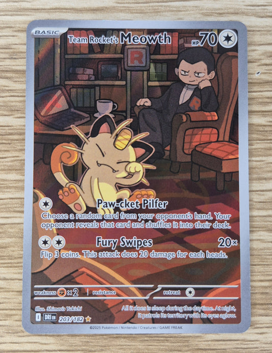 Team Rocket's Meowth Pokemon • Illustration Rare • 203/182 Destined Rivals