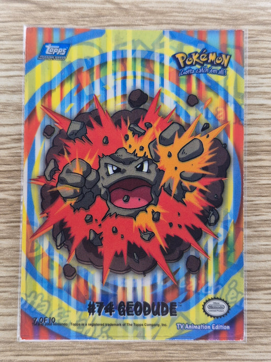 2000 Geodude #74 Pokemon Topps Series 2 Sticker Blue Label 7 of 10 Puzzle Piece