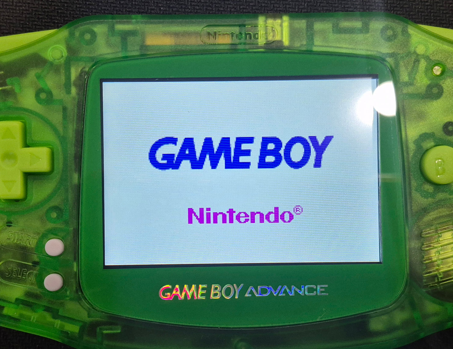 2000 Nintendo Gameboy Advance AGB-001 Brand new Clear Green case,IPS Backlit screen VGC New!
