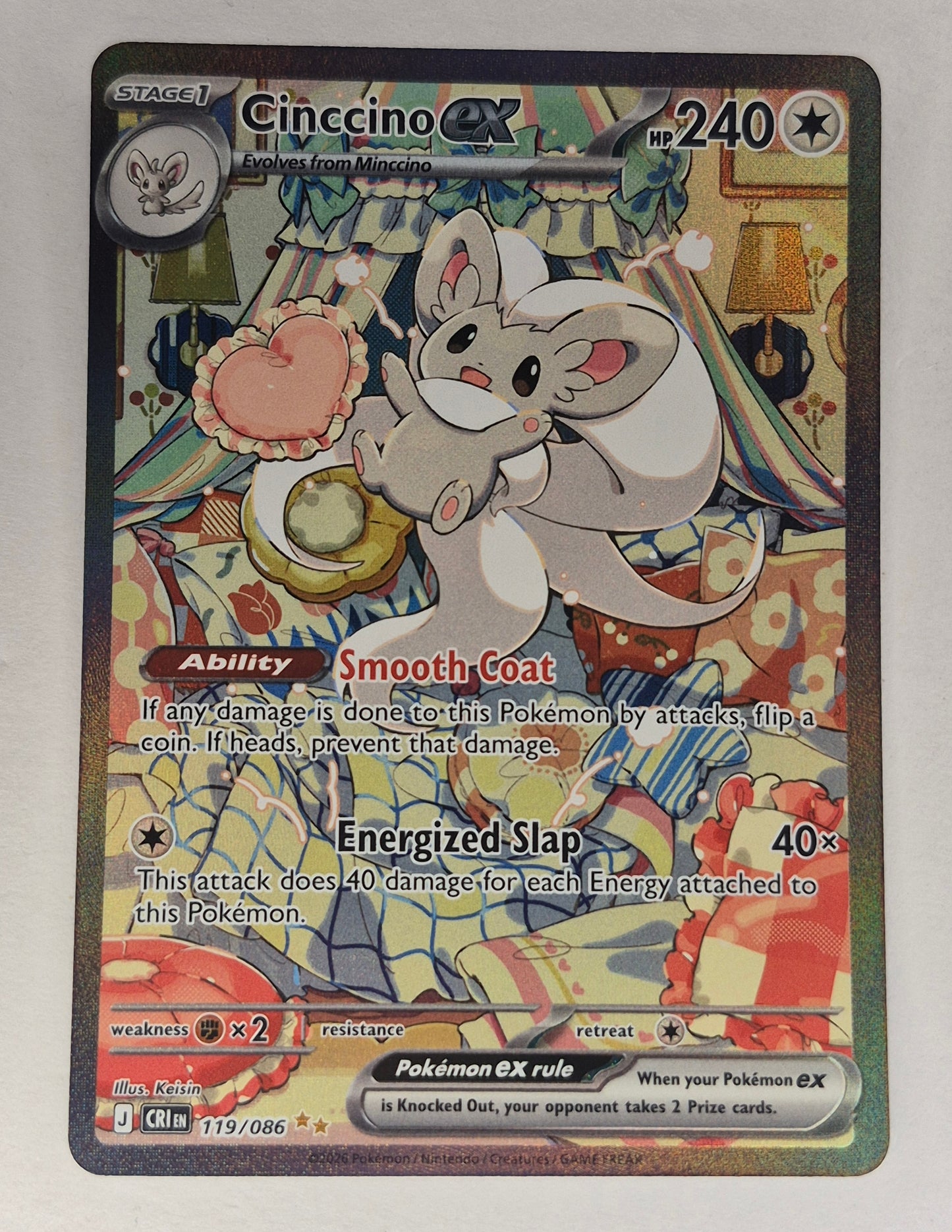 Pokemon TCG Cinccino ex 119/086 Special Illustration Rare Chaos Rising NM