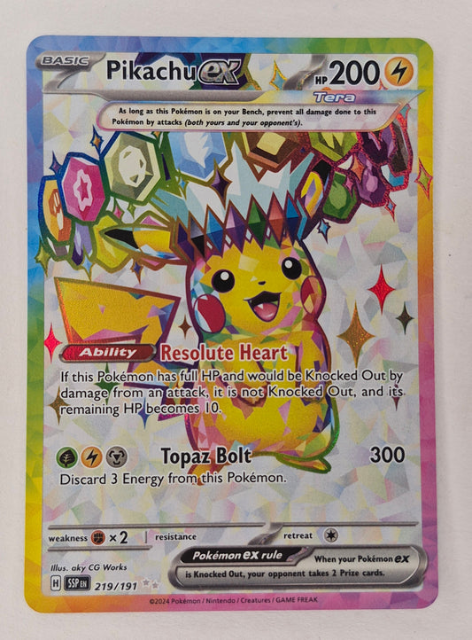 Pikachu ex - 219/191 - Ultra Rare - Surging Sparks - Pokemon Card - NM
