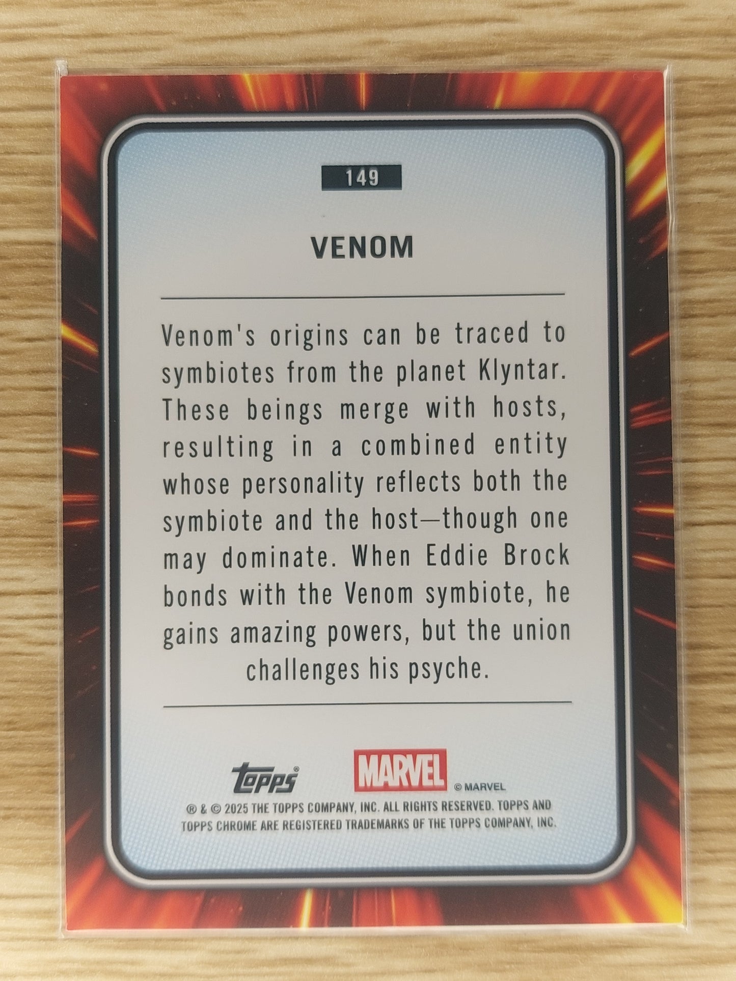 Topps Chrome 2025 Marvel VENOM Yellow Lava #149