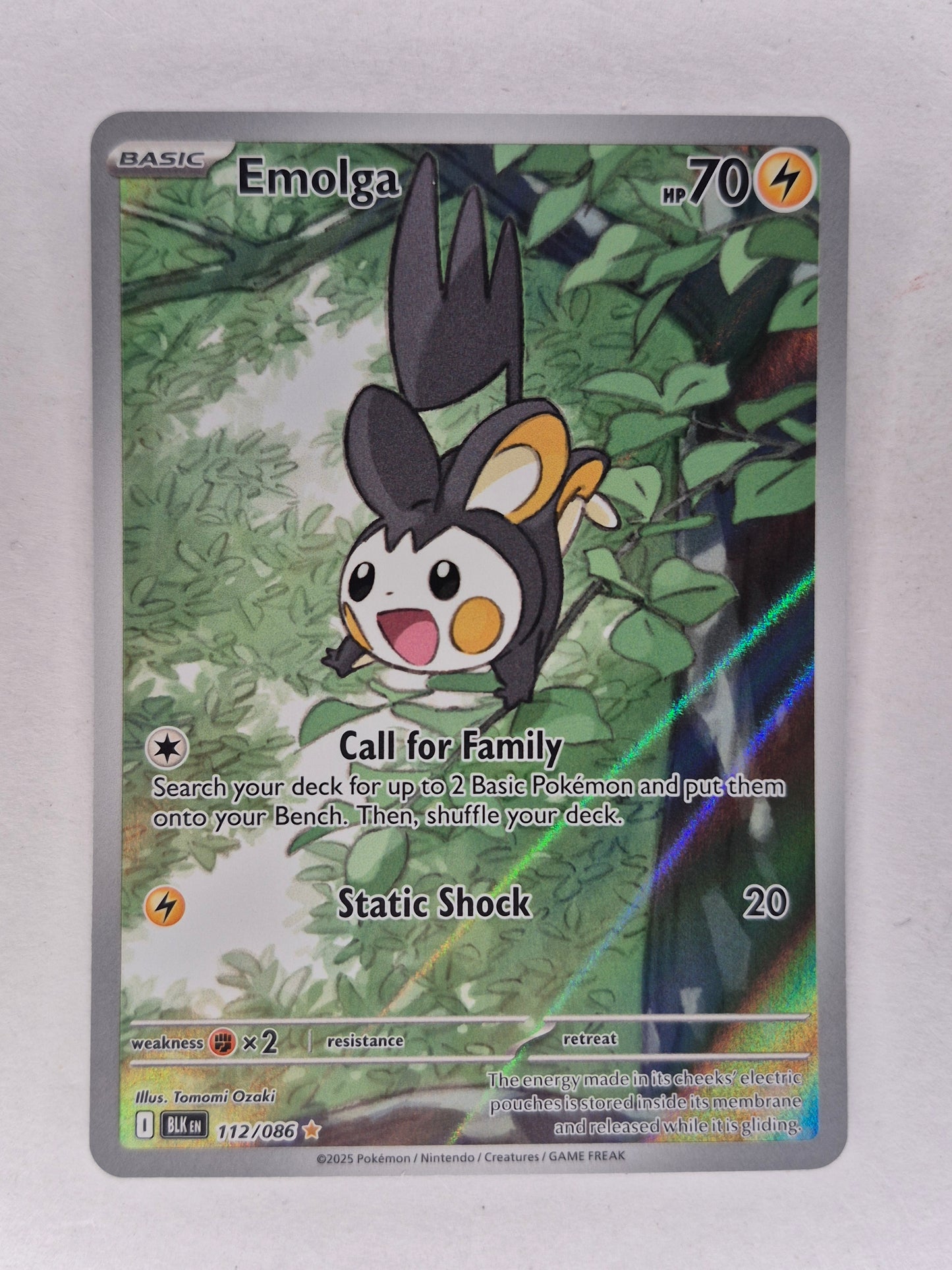 Emolga - 112/086 - Black Bolt Illustration Rare - Pokémon TCG NM