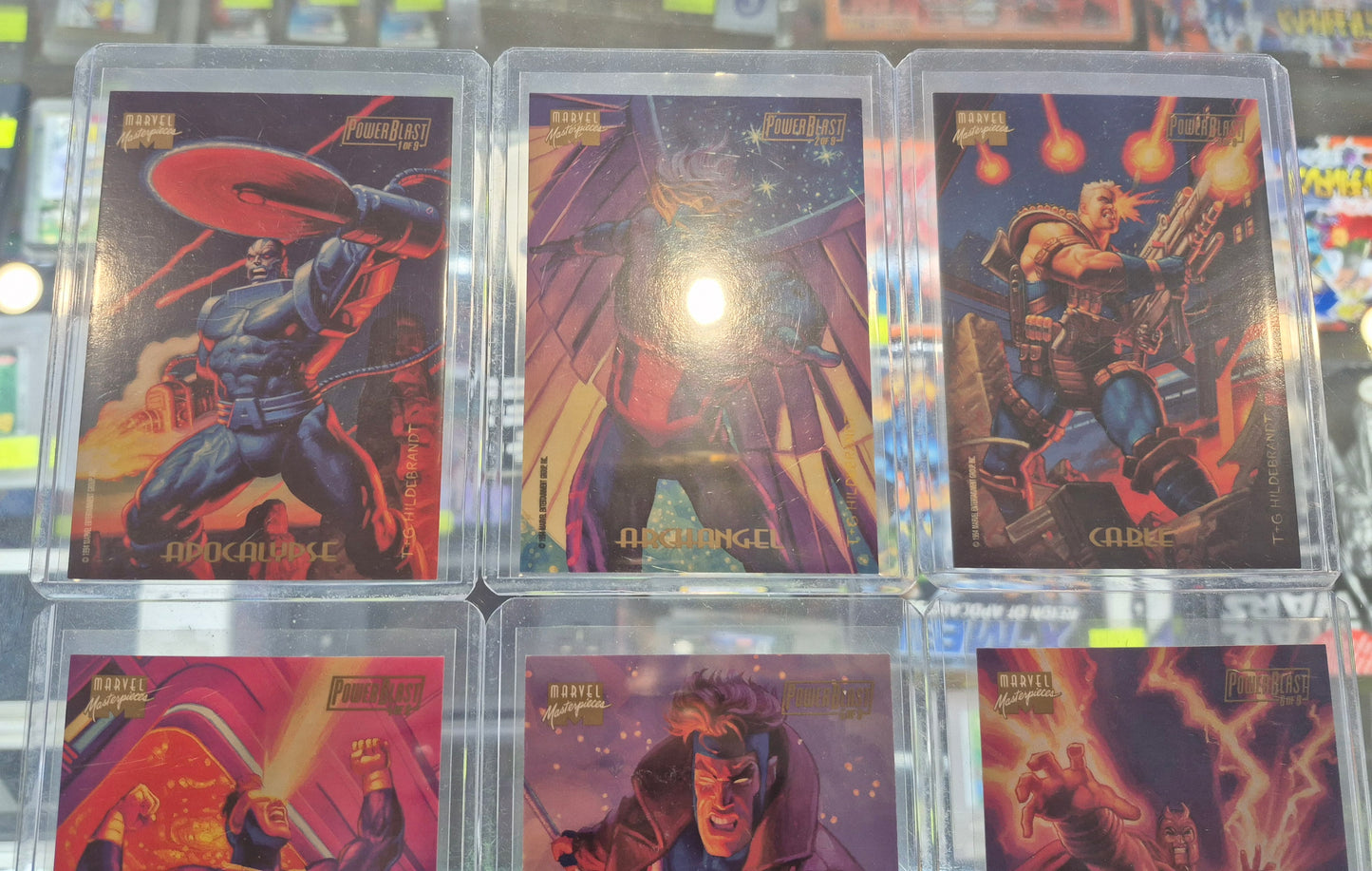 1994 Fleer Marvel Masterpieces trading card Powerblast Chase Card FULL SET (9)