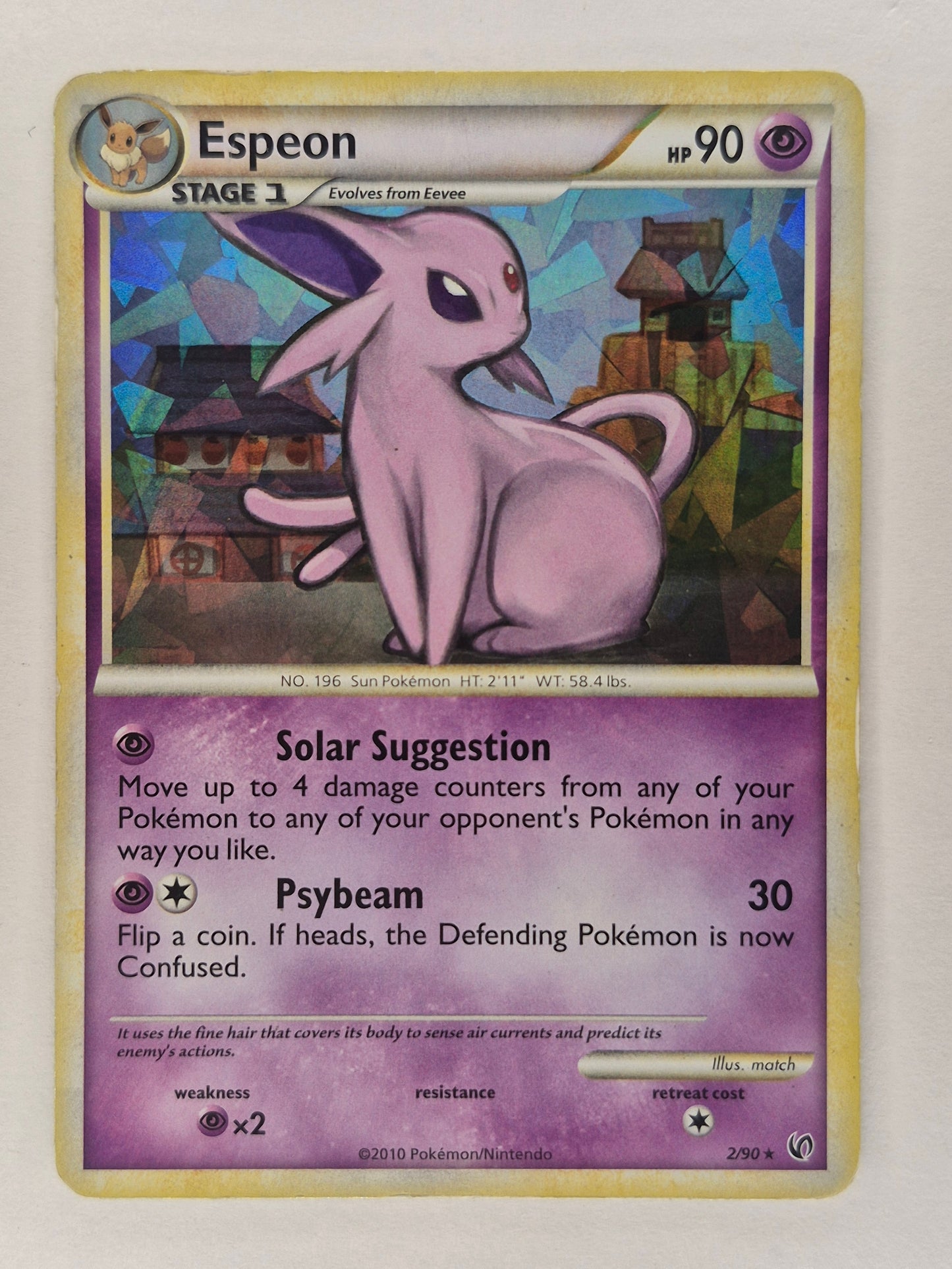 2010 Pokemon TCG Espeon Undaunted 2/90 Cracked Ice Holo Rare LP