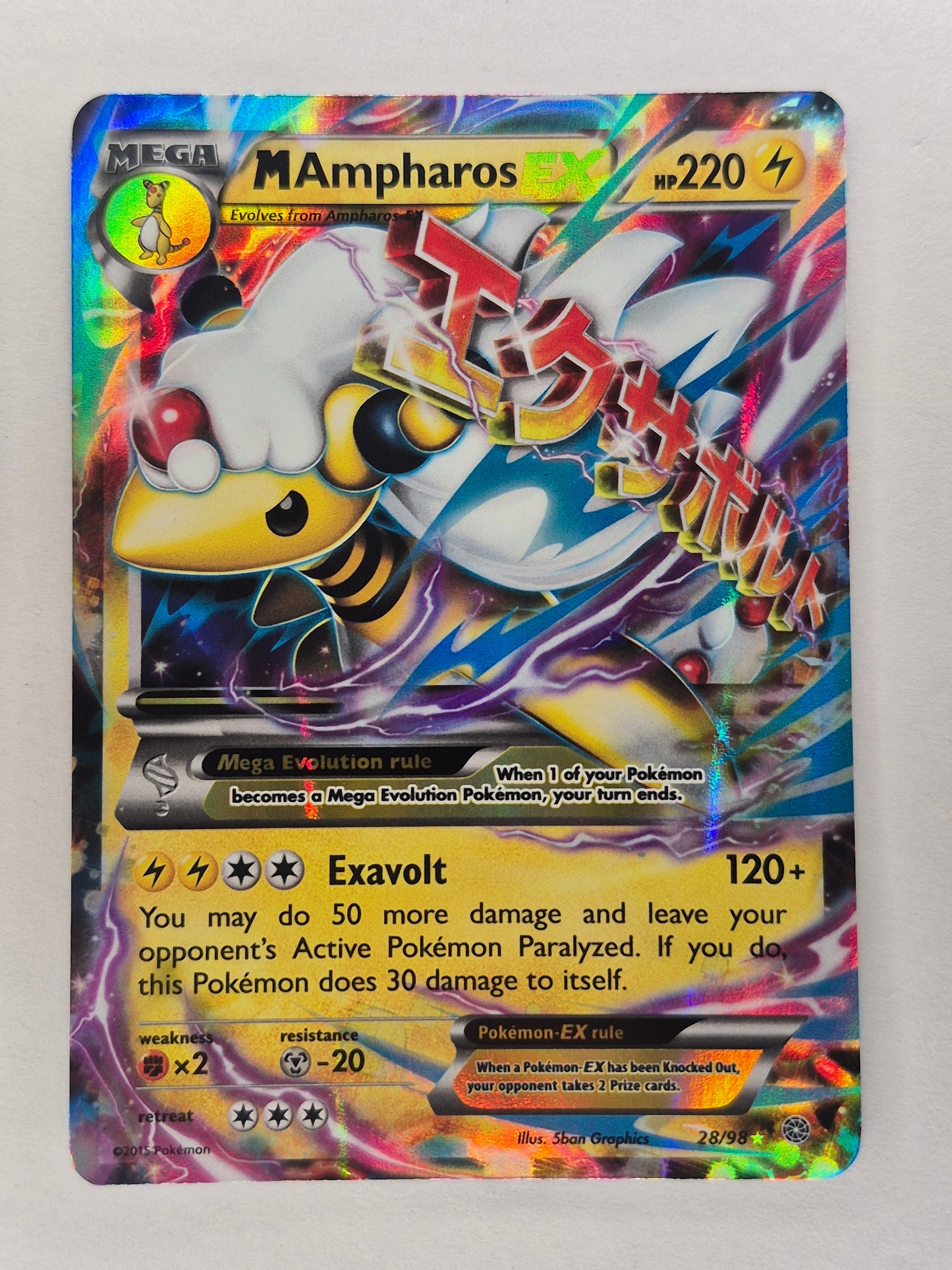 Pokémon TCG M Ampharos EX 28/98 XY Ancient Origins Ultra Rare LP