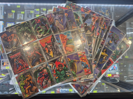 1994 Flair Marvel Complete 150 Card Set  &  18 Power Blast Foil Set .