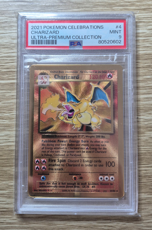Pokemon TCG - Ultra Premium Collection - Charizard #4 - Gold Metal -PSA 9 Graded