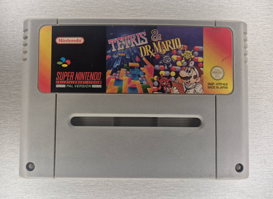 SNES Super Nintendo Tetris & Dr. Mario DR and AUS PAL  - Tested