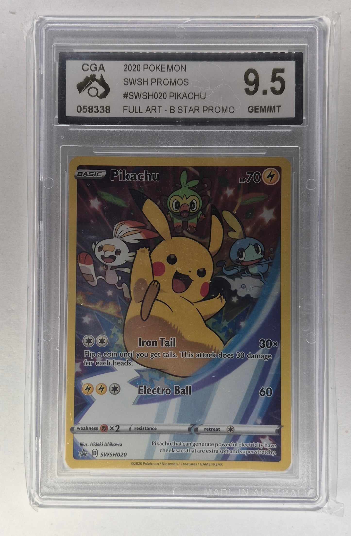 2020 Pokémon SWSH020 Pikachu Promo Full Art CGA 9.5