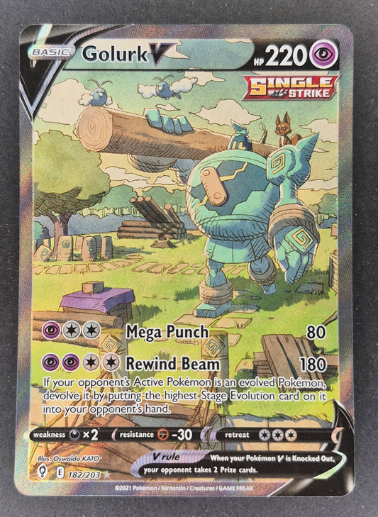 Pokémon TCG Golurk V Sword & Shield Mfg: Evolving Skies 182/203 Ultra Rare
