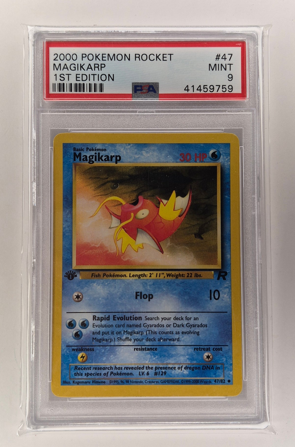 2000 Pokémon Rocket 47/82 Magikarp 1st Edition PSA 9 Mint