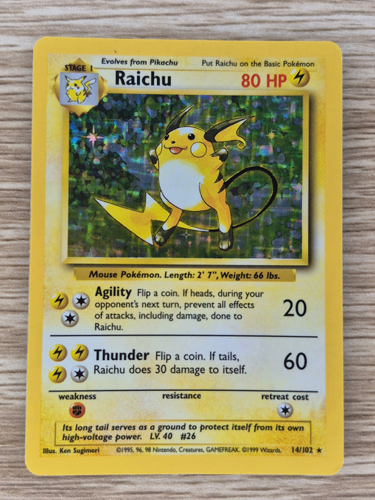Pokémon TCG Raichu Base Set 14/102 Holo Unlimited Holo Rare - MP