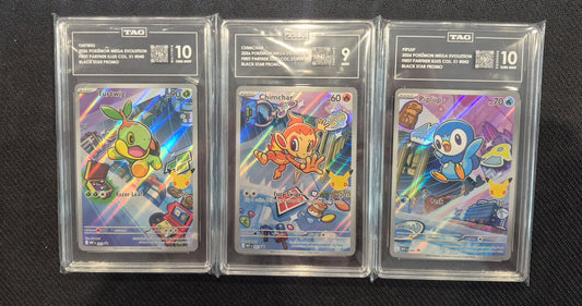 Pokemon 1st Partner Illustration Set TAG 10,9,10 Turtwig,Chimchar,Piplup 040,041,042 Mint