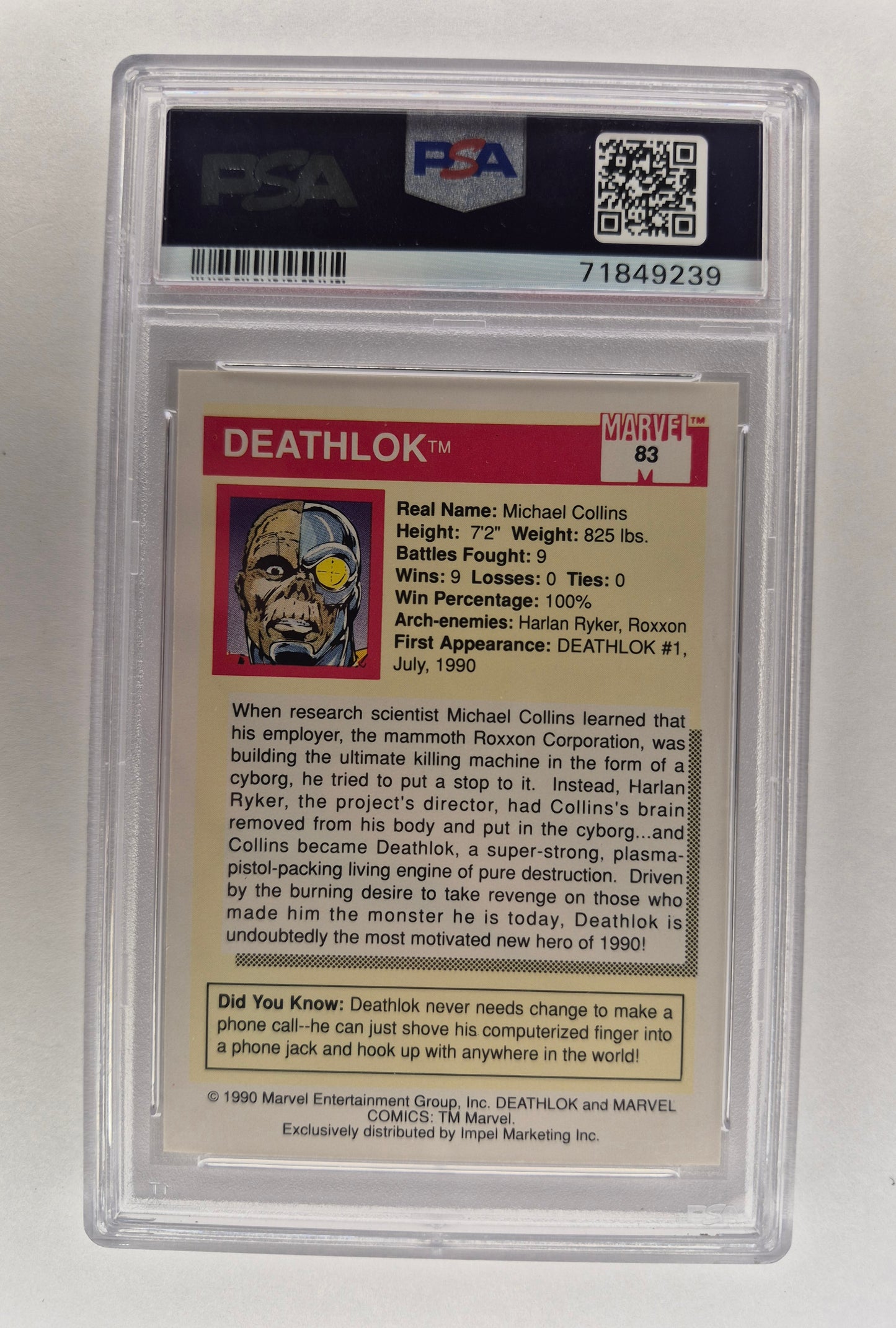 1990 Marvel Universe Deathlok Rookie Card #83 PSA 9 Mint