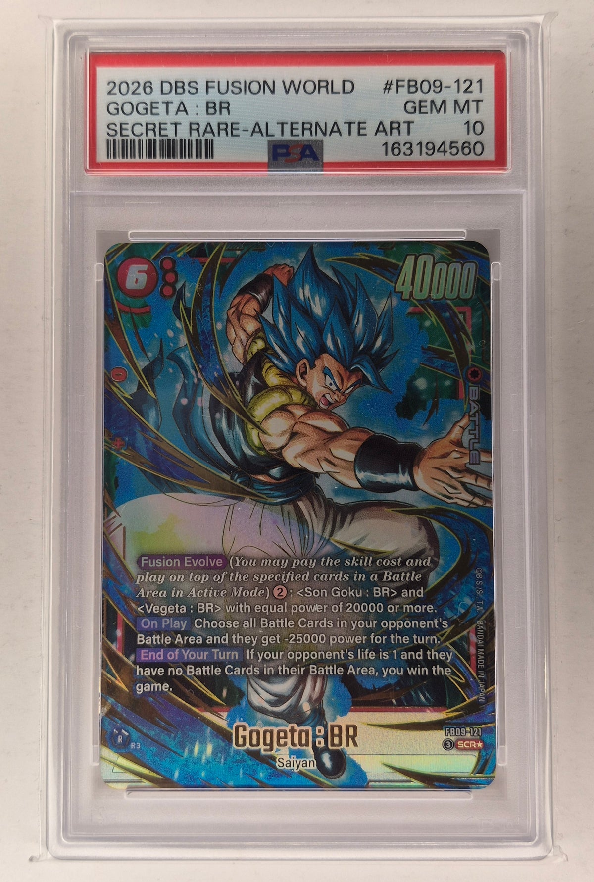 2026 DRAGON BALL SUPER CARD GAME FUSION WORLD DUAL EVOLUTION GOGETA : BR PSA 10
