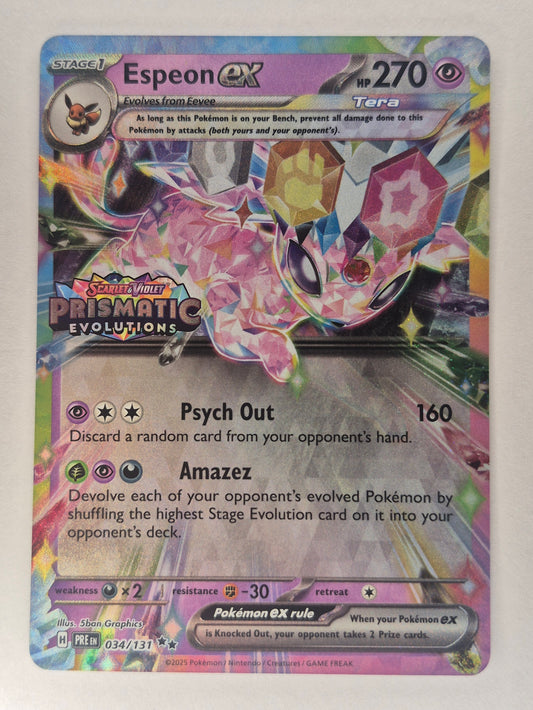 Espeon ex 034/131 Stamped Promo Prismatic Evolutions Pokemon NM