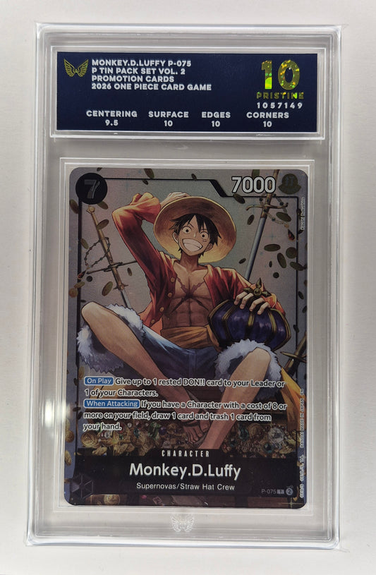 One Piece Monkey D. Luffy P-075 English Promo Tin Set Vol 2 ARK PRISTINE 10 PSA 10