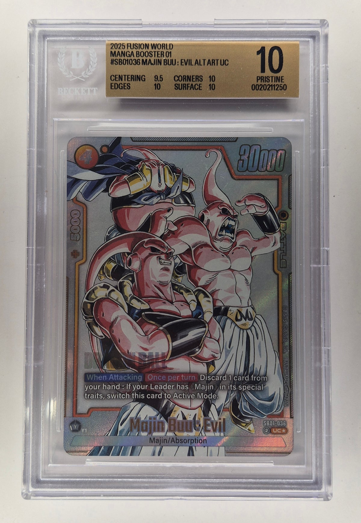 Dragon Ball Super Manga Booster 01 SB01-036 UC Alt Art Majin Buu: Evil BGS 10 Pristine