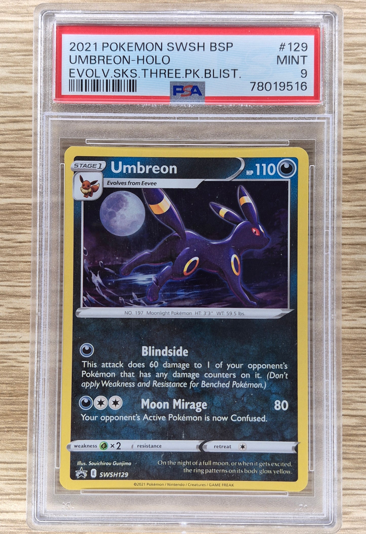 2021 SWSH Umbreon Holo Promo Evolving Skies Blister SWSH129 #Swirl# PSA 9