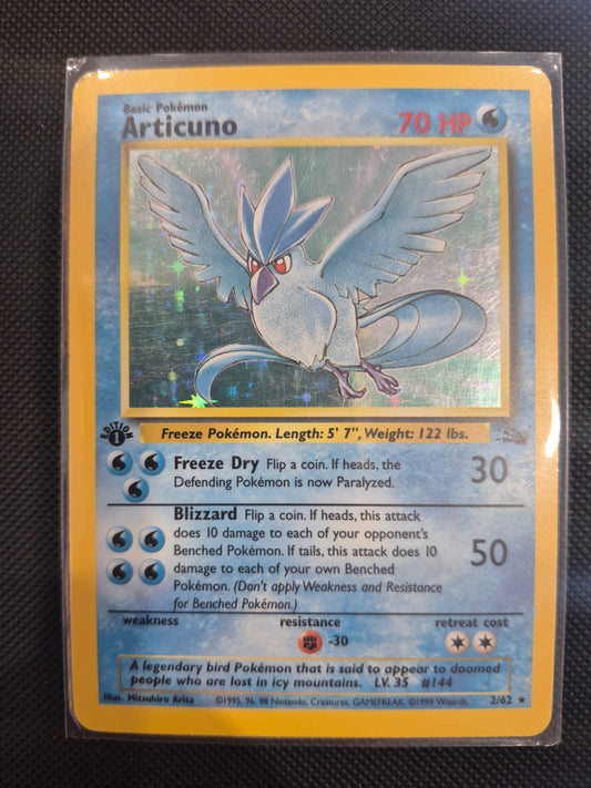 Pokemon 1999 1st Edition Articuno Holo Rare Fossil 2/62 LP