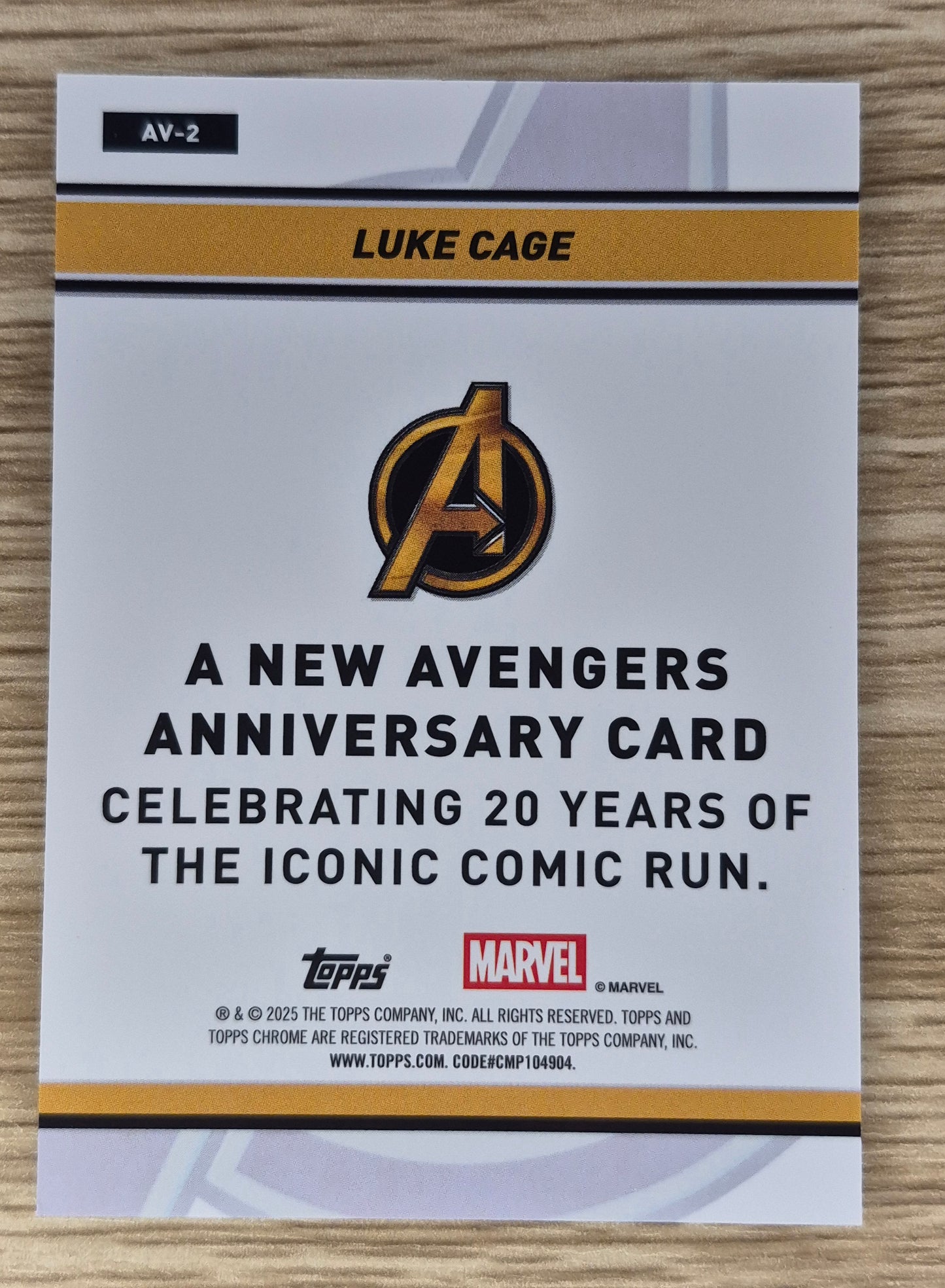 2025 Topps Chrome Marvel LUKE CAGE New Avengers Anniversary #AV-2 Nr Mt