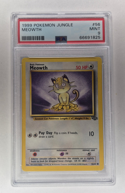 1999 Pokémon Jungle 56/64 Meowth Non-Holo PSA 9 MT