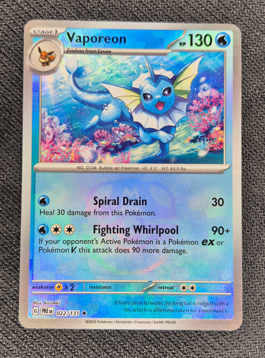 Pokemon Prismatic Evolutions 022/131 Vaporeon Master Ball Reverse Holo NM