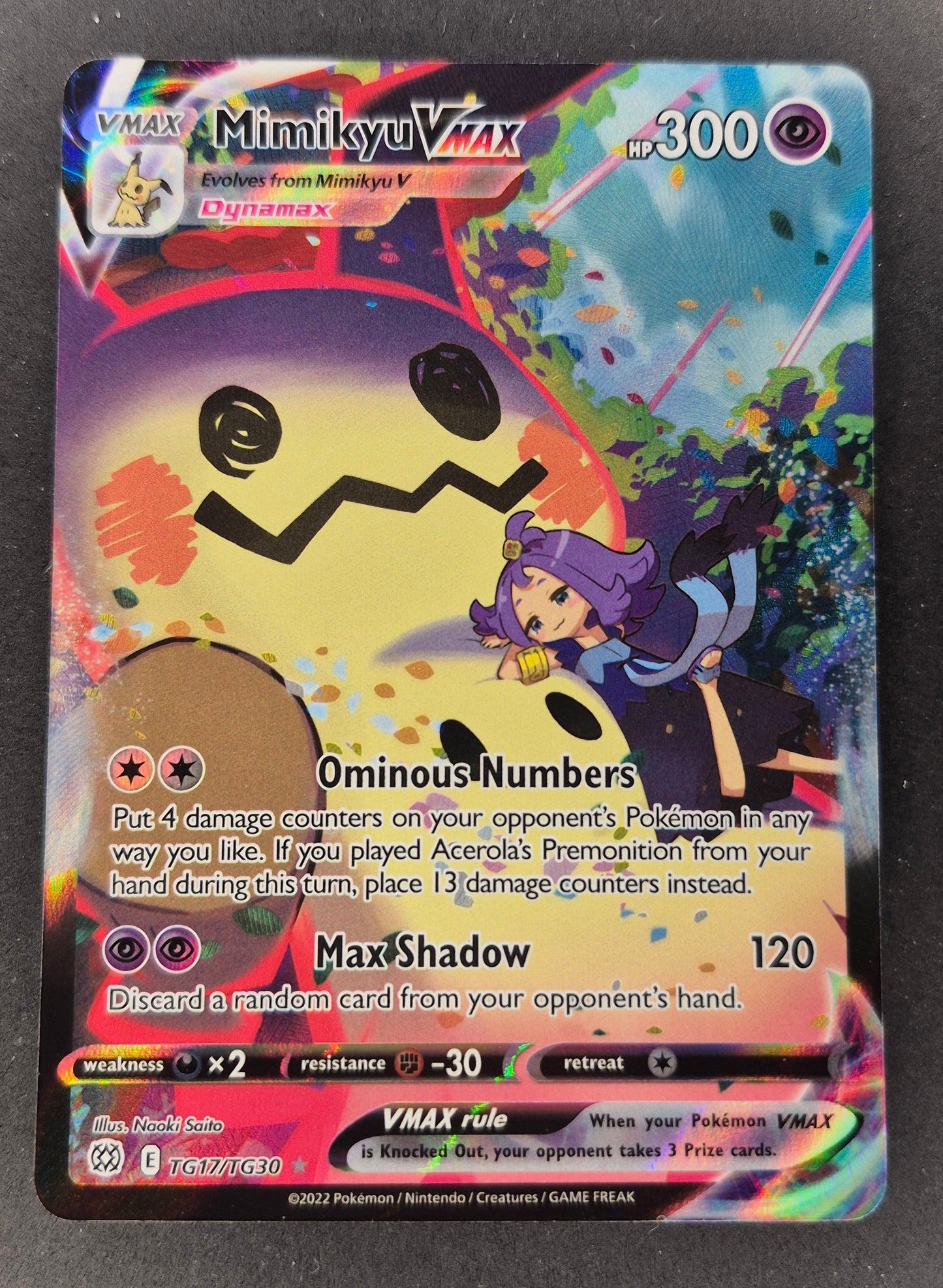 Pokemon Mimikyu VMAX TG17 Brilliant Stars Ultra Rare Full Art Holo NM