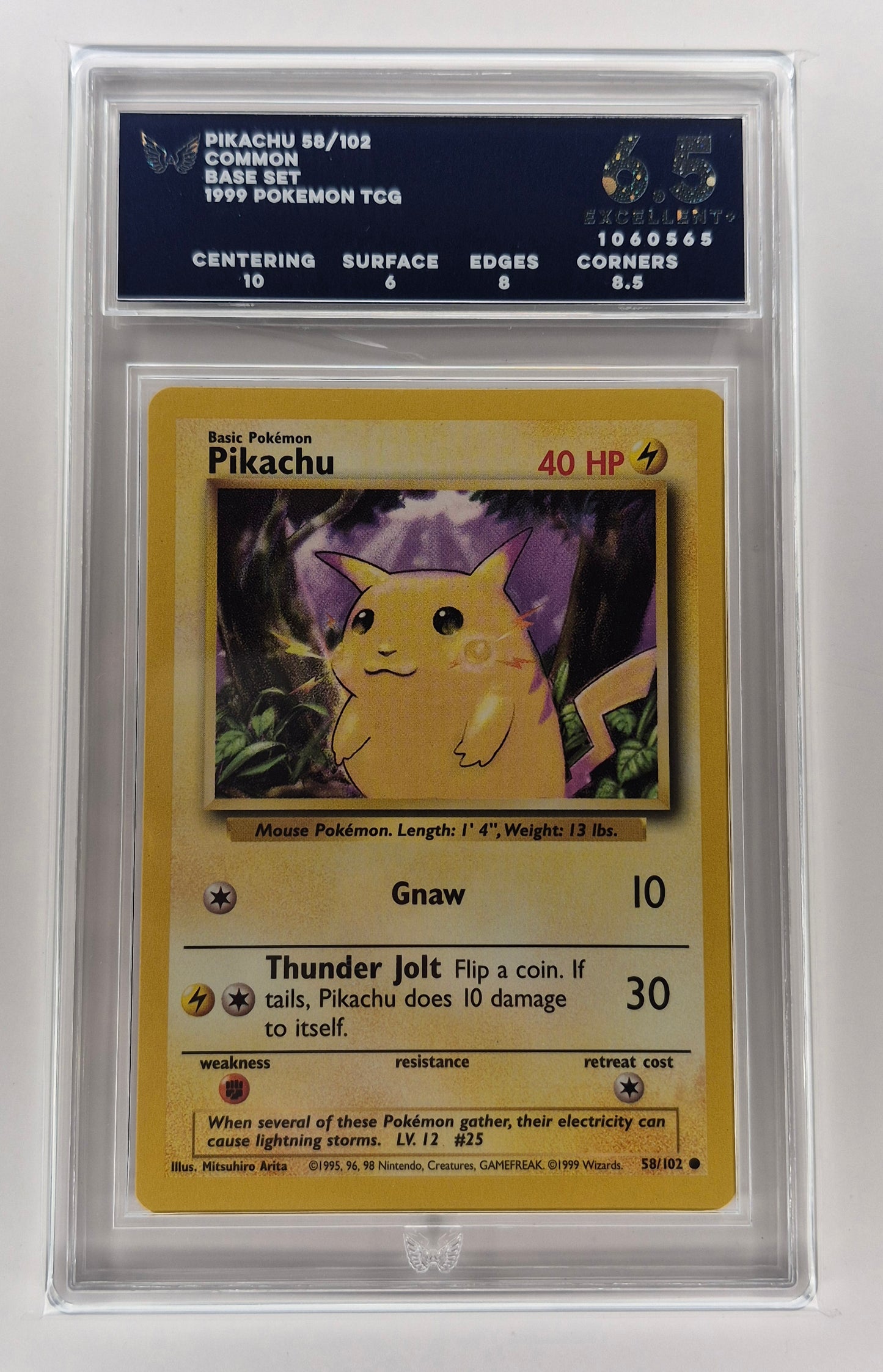 1999 Pokémon 58/102 Base Set Pikachu Common ARK 6.5 Exc.