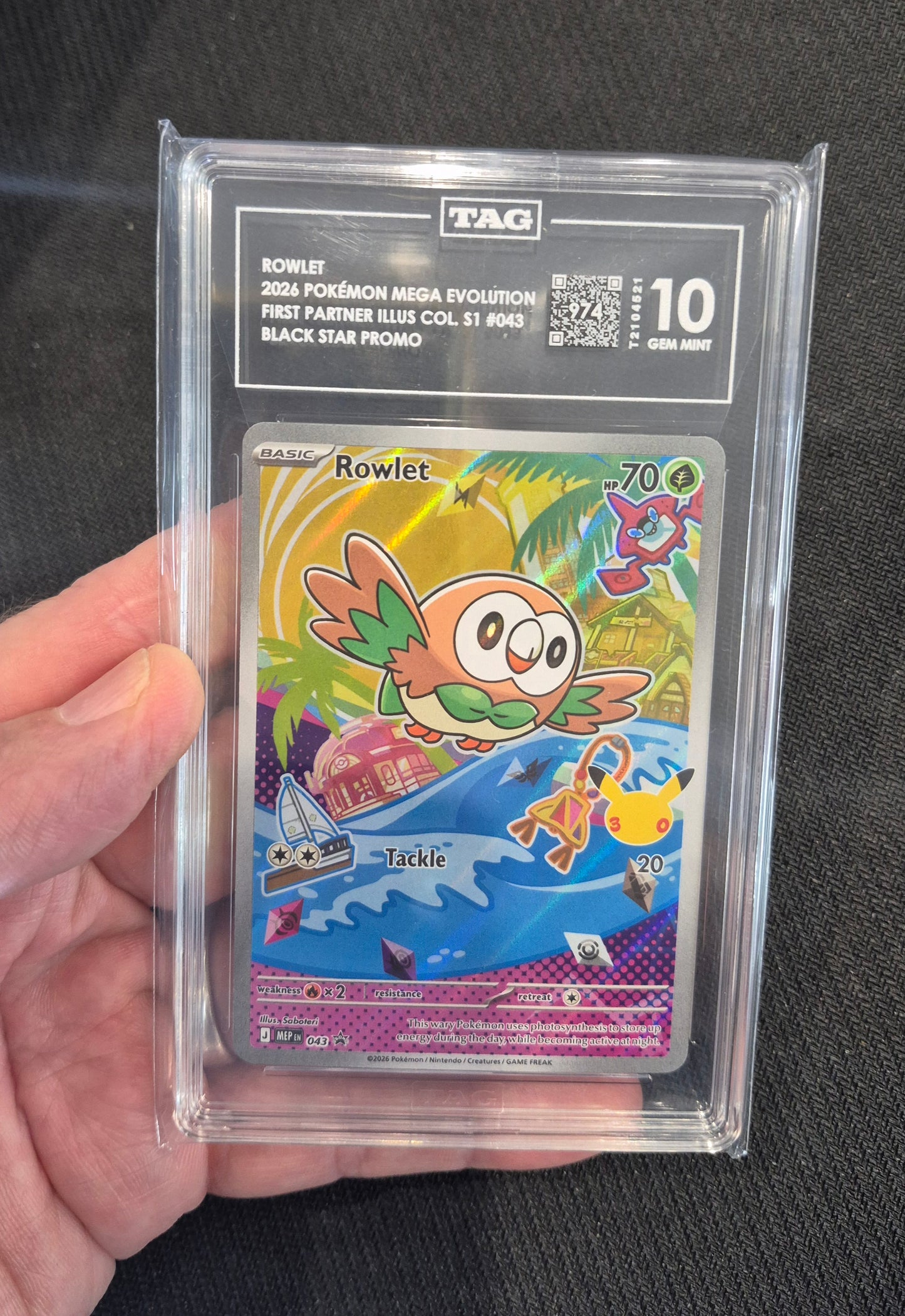 Pokemon 1st Partner Illustration Set TAG 10's Rowlet,Litten,Popplio 043,044,045 Gem Mint