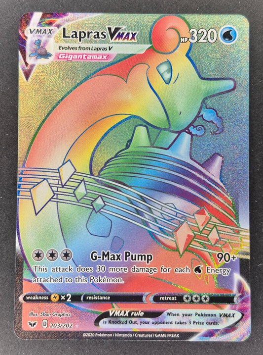 Pokémon TCG - Lapras VMax Sword & Shield 203/202 Holo Secret Rainbow Rare
