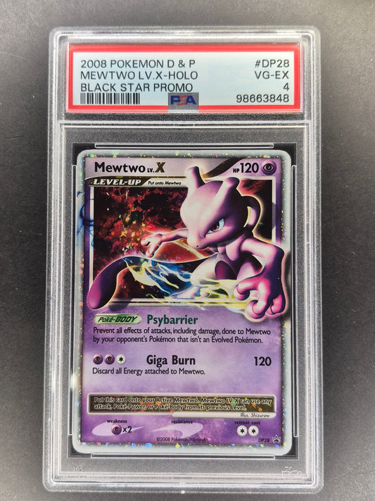 Mewtwo LV.X DP28 Black Star Promo 2008 Holo Rare Pokémon Card Graded PSA 4