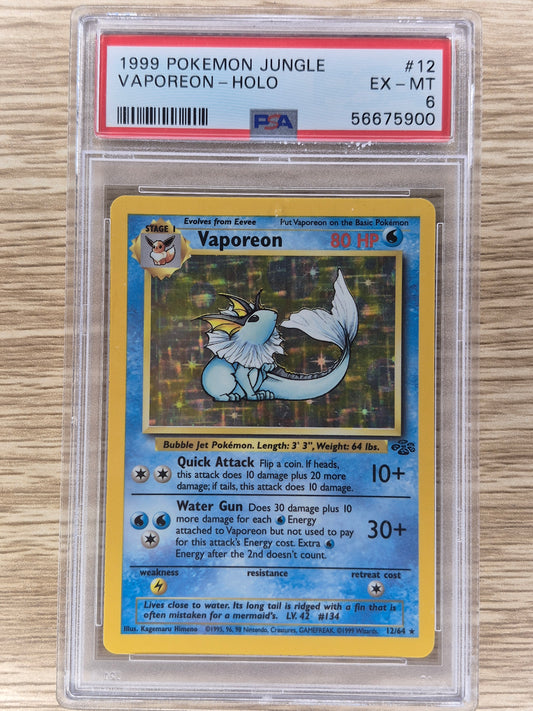 1999 Pokémon Jungle 12/64 Vaporeon Holo PSA 6