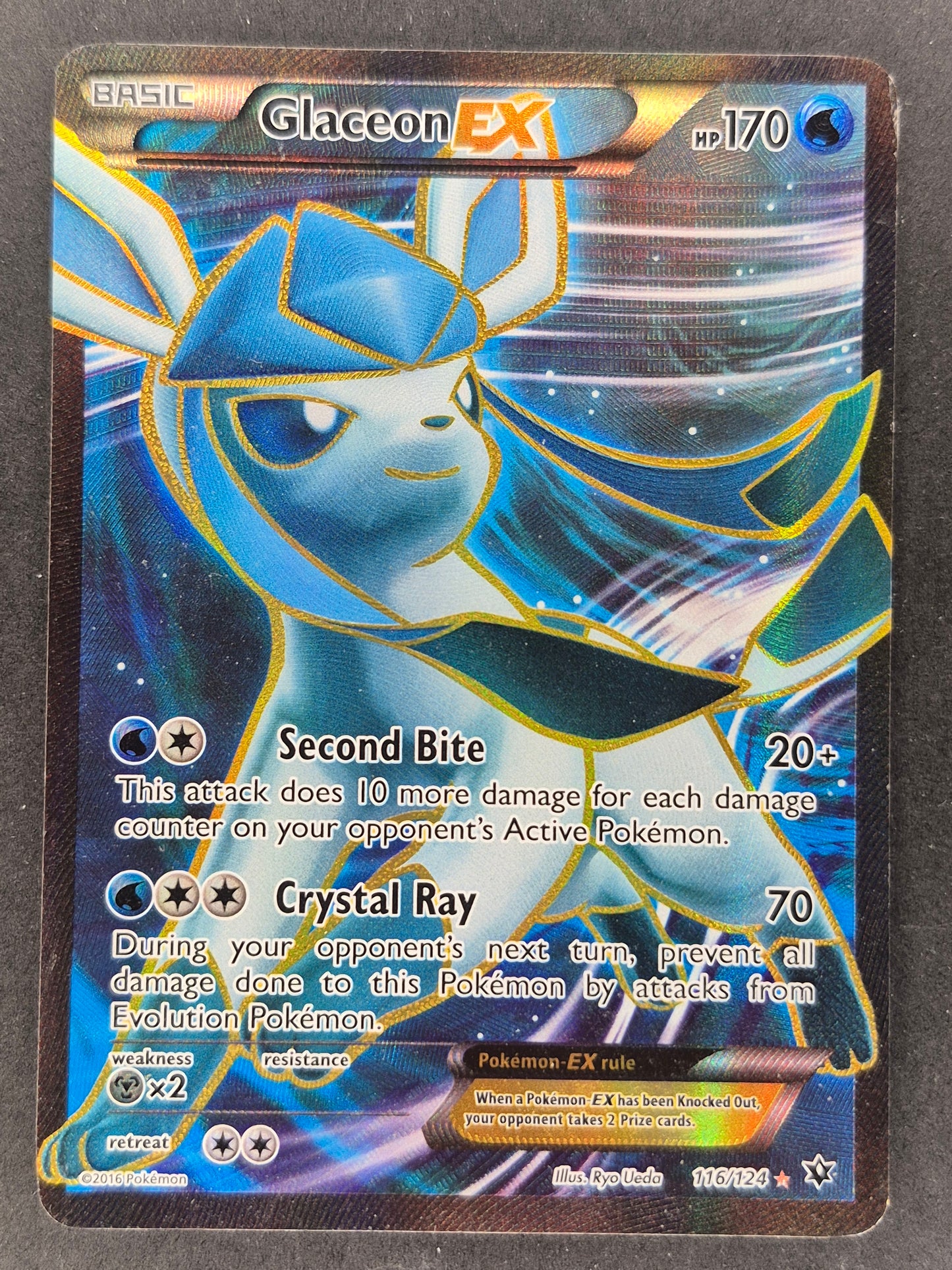 Glaceon EX 116/124 XY Fates Collide Ultra Rare Full Art POKEMON MP