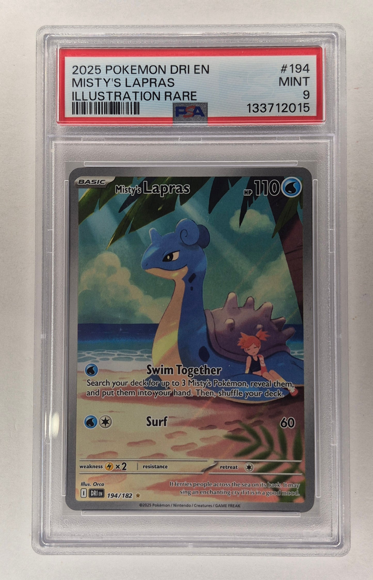 2025 Pokémon Destined Rivals 194/182 Misty's Lapras IR PSA 9