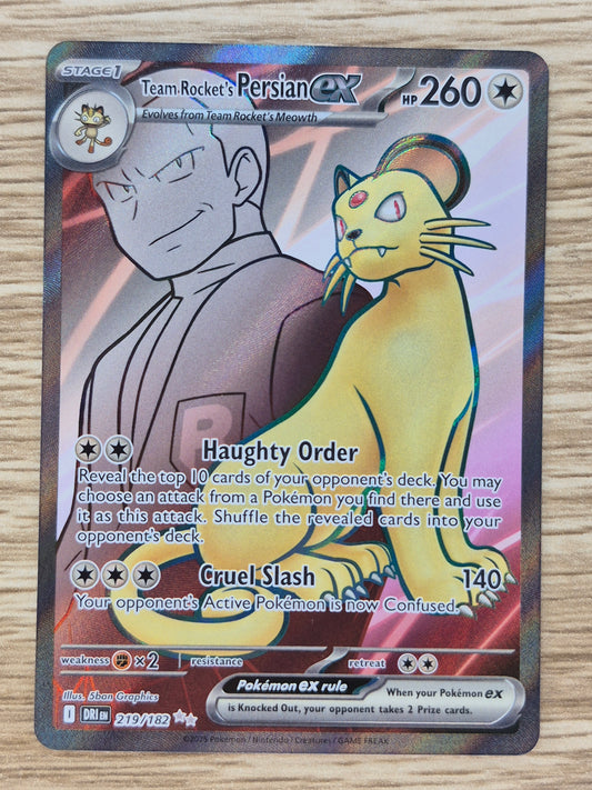 NM Pokemon Destined Rivals Team Rocket's Persian ex 219/182 Ultra Rare Full Art