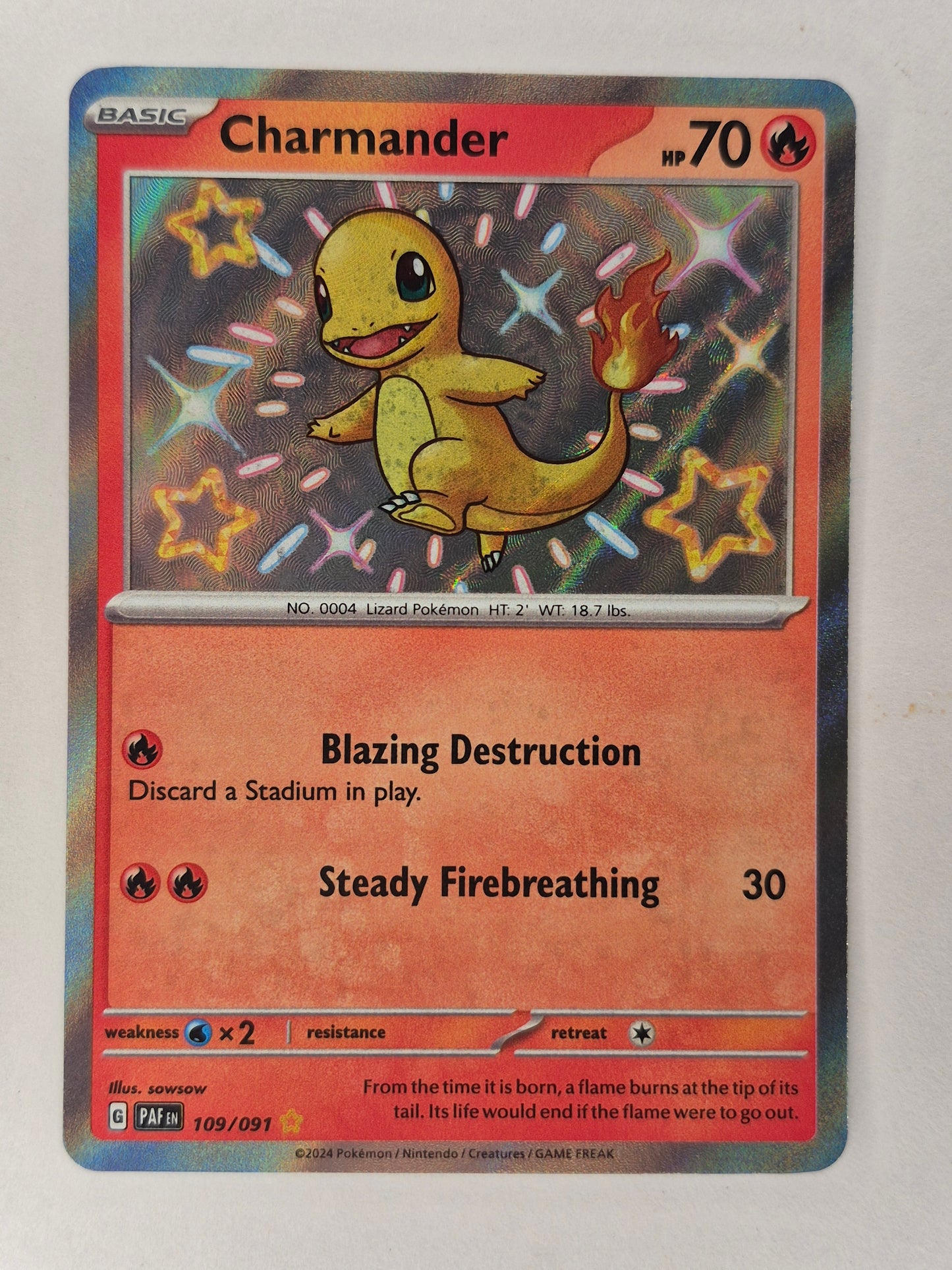 Charmander - 109/091 - S&V: Paldean Fates - Shiny Holo. Baby shiny Pokemon TCG NM