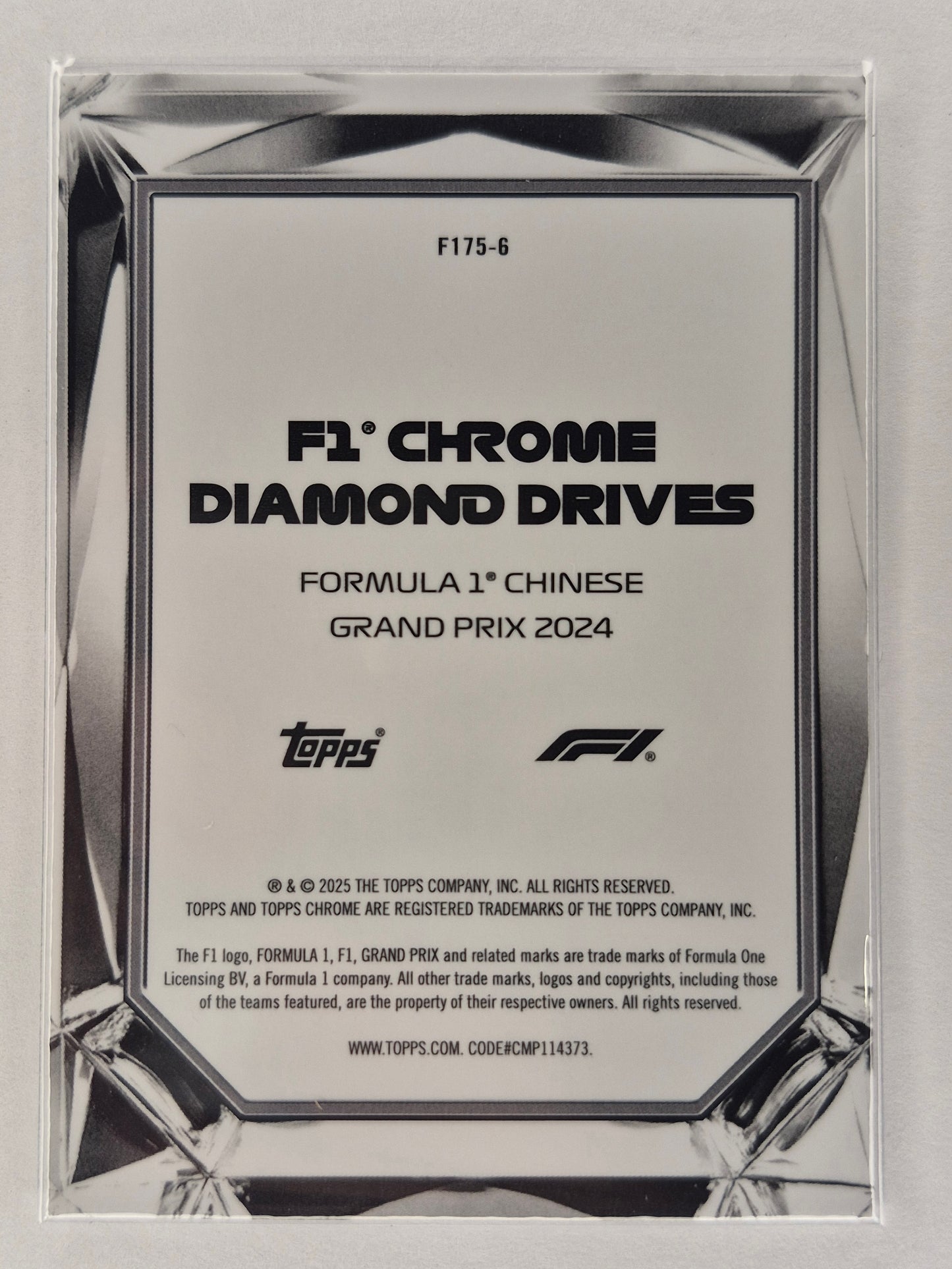 2025 Topps Chrome F1 Diamond Drives Chinese Grand Prix F175-6 00/00