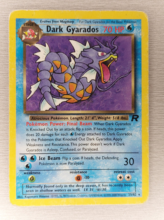 Pokemon 1999 Dark Gyarados Non Holo Team Rocket 25/82 HP