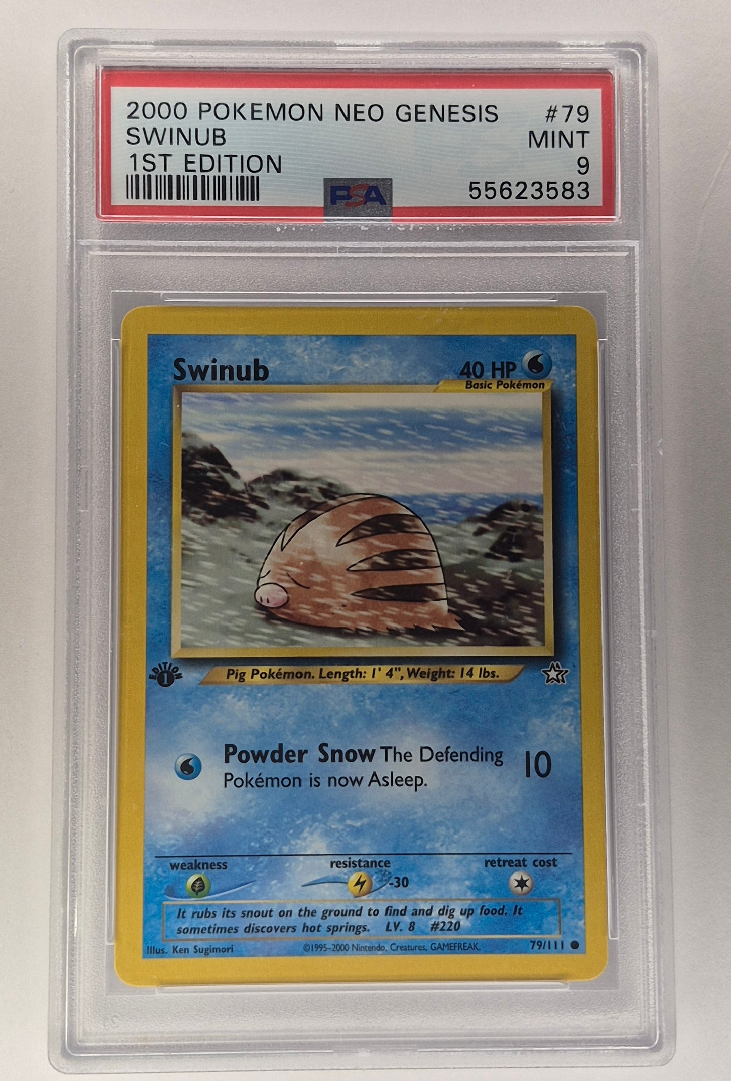 2000 Pokémon Neo Genesis 79/111 Swinub 1st Edition PSA 9