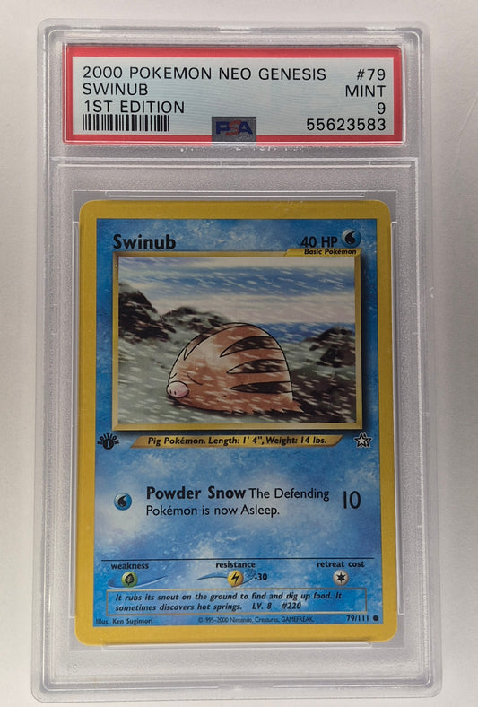 2000 Pokémon Neo Genesis 79/111 Swinub 1st Edition PSA 9