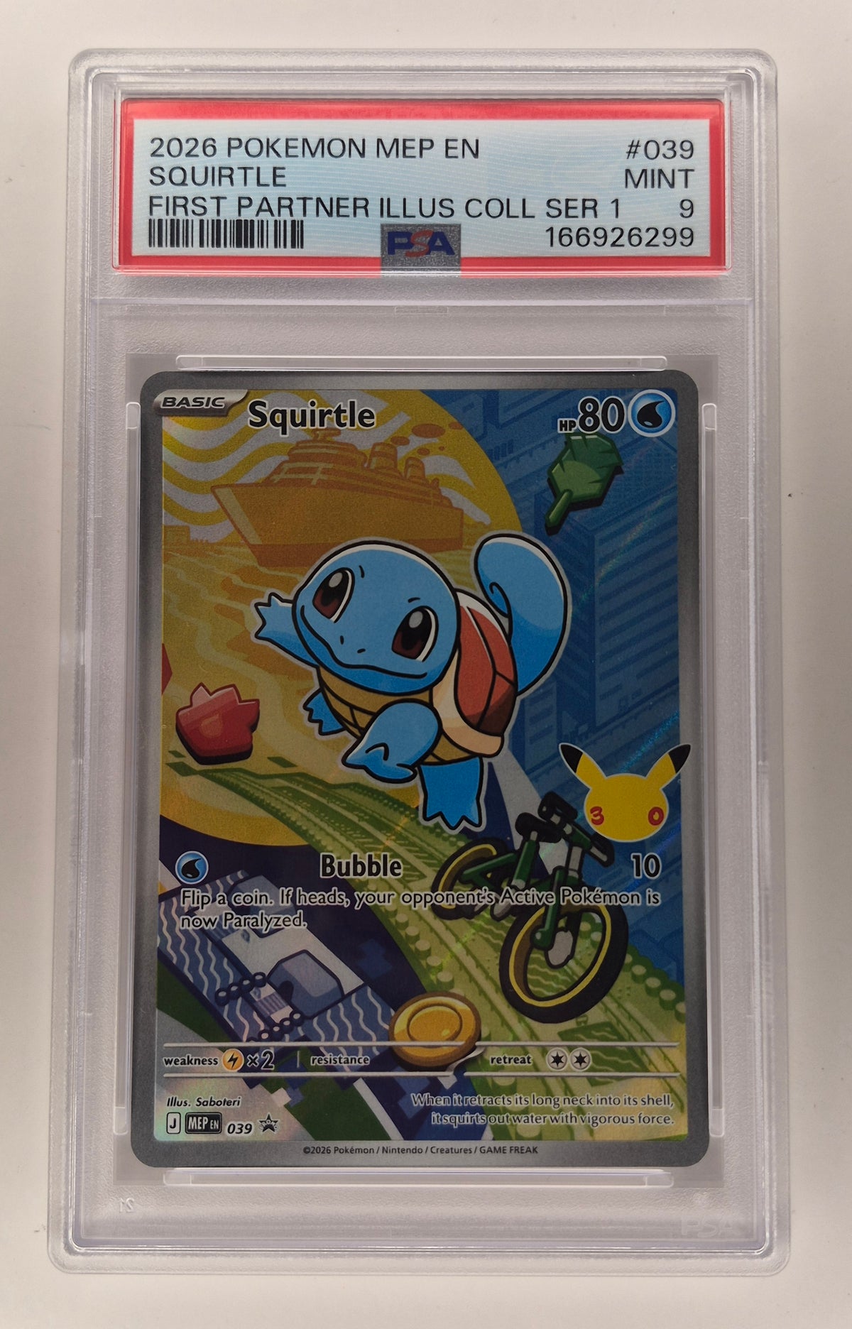 Squirtle - MEP 039 - Black Star Promo - Pokemon Card - PSA 9