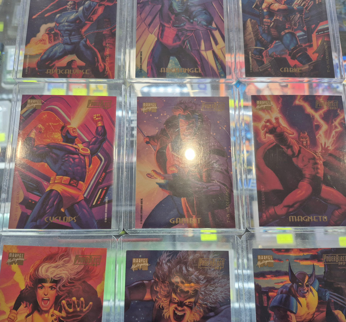 1994 Fleer Marvel Masterpieces trading card Powerblast Chase Card FULL SET (9)