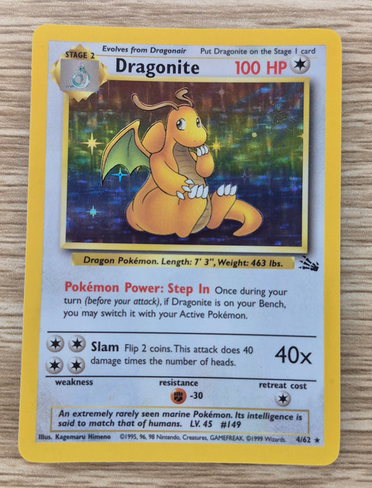 1999 WOTC Pokemon Fossil 4/62 Dragonite Holo LP