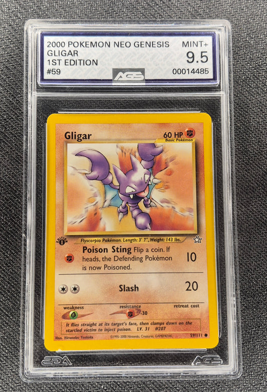 2000 Pokémon Neo Genesis 59/111 Gligar 1st Edition AGS 9.5 Mint+