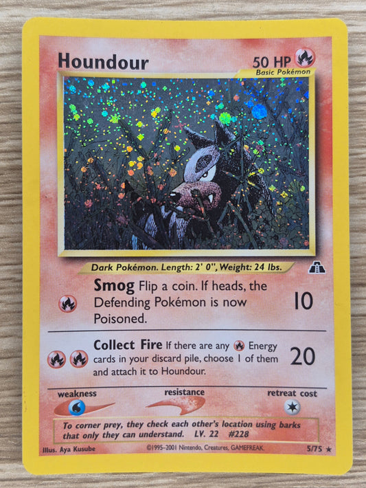 Houndour Pokemon Card 2001 Neo Discovery 5/75 Holo Rare Unlimited - LP